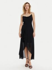 Morgan Sukienka koktajlowa 251-REMA Granatowy Slim Fit. Niebieskie sukienki damskie Morgan, bez wzorów, z syntetyku, wizytowe, bez kołnierzyka, bez ramiączek. Za 339.99 zł.