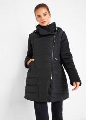 Kurtka pikowana. Czarne kurtki damskie bonprix, bez wzorów, bez kaptura. Za 269.99 zł.