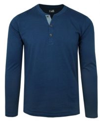 Koszulka z Długim Rękawem (Longsleeve) - Pako Jeans - Dekolt na Guziki - Niebieska. Niebieskie koszulki męskie z długim rękawem Pako Jeans, l, z bawełny. Za 145.00 zł.