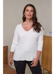 Curvy Lady Sweter w kolorze białym rozmiar: 44/46. Białe swetry klasyczne damskie Curvy Lady, ze splotem, bez kołnierzyka. Za 125.25 zł.