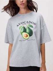 T-shirt z nadrukiem - czarny. Czarne t-shirty damskie Reserved, l, bez wzorów, z bawełny, bez kołnierzyka. Za 49.99 zł.