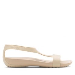 Sandały Crocs. Brązowe sandały damskie Crocs, bez wzorów, bez obcasa, na płaskiej podeszwie. Za 149.99 zł.