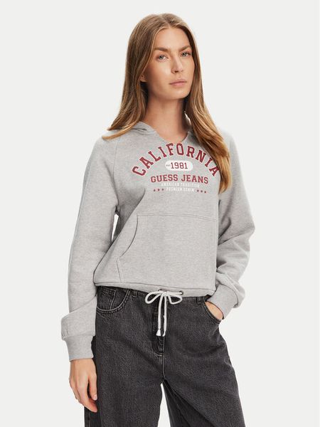 Guess Jeans Bluza W5YQ14 KCPR1 Szary Regular Fit. Szare bluzy bez kaptura damskie Guess Jeans, m, z bawełny. Za 209.99 zł.
