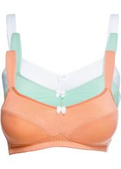 Biustonosz bez fiszbinów z bawełną (3 sztuki). Fioletowe biustonosze bonprix, z aplikacjami, z bawełny. Za 124.99 zł.