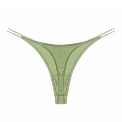 Stringi z cienkimi paseczkami z wysokiej jakości materiału Pauline. Żółte stringi damskie Intica, m, bez wzorów, z materiału. W wyprzedaży za 69.00 zł.