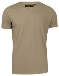 Beżowa Męska Koszulka (T-shirt) - Brave Soul - V-Neck. Brązowe t-shirty męskie Brave Soul, m, bez wzorów, z bawełny, bez kołnierzyka. Za 45.00 zł.