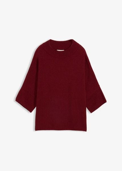 Sweter o pudełkowym kroju z mieszanki wiskozy. Czerwone swetry klasyczne damskie bonprix, z wiskozy, bez kołnierzyka. Za 97.99 zł.