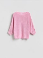 Gładki sweter - różowy. Czerwone swetry klasyczne damskie Reserved, l, z dzianiny, bez kołnierzyka. Za 89.99 zł.