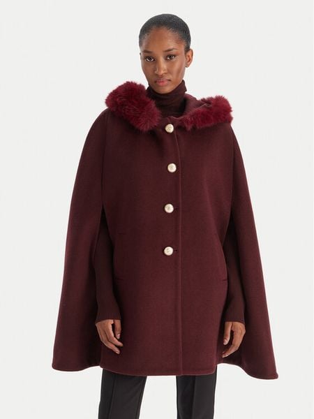 YES LONDON Płaszcz wełniany CD1223ECO Bordowy Regular Fit. Czerwone płaszcze damskie YES LONDON, na zimę, bez wzorów, z syntetyku. Za 1,309.00 zł.