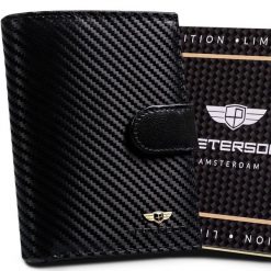 Portfel skórzany Peterson [DH] PTN 339Z-CA-6679 BLA czarny. Czarne portfele męskie Peterson, bez wzorów, ze skóry. Za 102.99 zł.