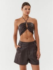Gestuz Top 10908178 Brązowy Slim Fit. Brązowe topy damskie Gestuz, bez wzorów, ze skóry, bez kołnierzyka. Za 799.99 zł.