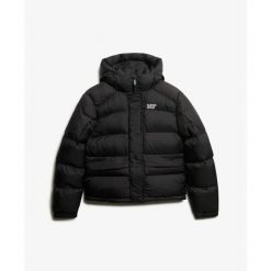 Damska kurtka puchowa Superdry 5 Baffle. Czarne kurtki damskie Superdry., m, bez wzorów, z puchu, z kapturem. Za 415.50 zł.