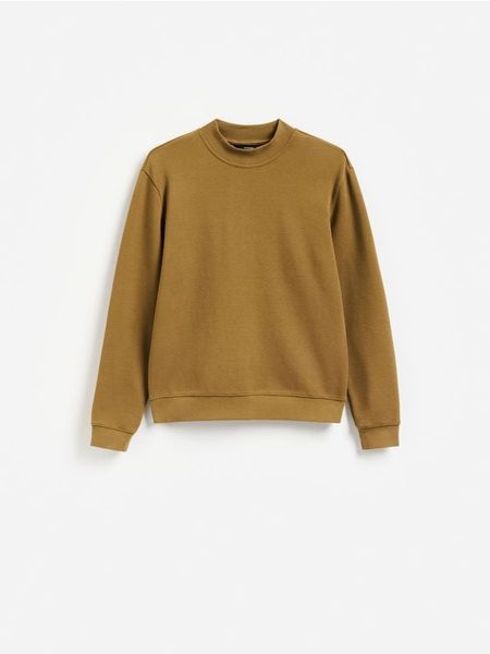 Bluza z półgolfem - ciemnozielony. Zielone bluzy bez kaptura męskie Reserved, l, z bawełny. Za 99.99 zł.