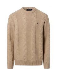 Fred Perry Męski wełniany sweter Mężczyźni brązowy jednolity, M. Brązowe swetry męskie Fred Perry, m, bez wzorów, z dzianiny, bez kołnierzyka. Za 1,099.95 zł.