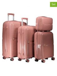 Geographical Norway 4-częściowy zestaw "Sarovel" w kolorze jasnoróżowym rozmiar: onesize. Różowe walizki Geographical Norway, bez wzorów, z materiału. Za 448.99 zł.