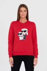 KARL LAGERFELD Czerwona bluza Ikonik 2.0. Czerwone bluzy bez kaptura damskie Karl Lagerfeld, xs. W wyprzedaży za 599.99 zł.
