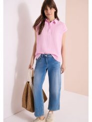 Cecil Bluzka w kolorze jasnoróżowym rozmiar: XXL. Różowe bluzki damskie Cecil, xxl, bez wzorów, prążkowane, bez kołnierzyka, bez ramiączek. Za 109.26 zł.