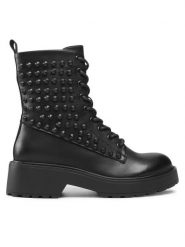 DeeZee Trapery H190852-3A Czarny. Czarne trapery damskie DeeZee, ze skóry, bez obcasa. Za 129.99 zł.