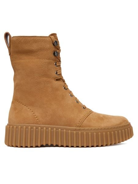 Clarks Trzewiki Torhill Style 26182917 Brązowy. Brązowe botki damskie Clarks, z nubiku, bez obcasa, na płaskiej podeszwie, bez zapięcia. Za 659.99 zł.