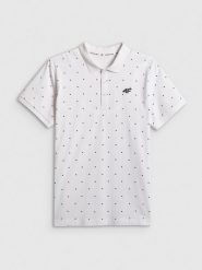 4F Koszulka polo regular męska - biała S. Białe koszulki polo męskie 4f, m, bez wzorów, z bawełny, bez ramiączek. Za 89.99 zł.