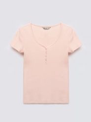 Koszulka damska slim w prążek różowa Minsa 600. Czerwone t-shirty damskie Big Star, l, bez wzorów, z dzianiny, bez kołnierzyka. Za 79.99 zł.