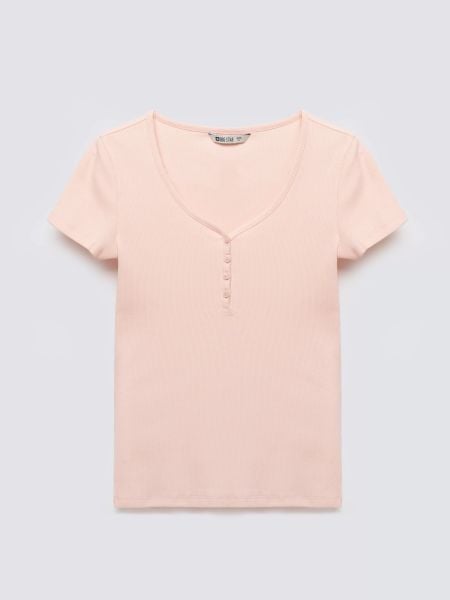 Koszulka damska slim w prążek różowa Minsa 600. Czerwone t-shirty damskie Big Star, l, bez wzorów, z dzianiny, bez kołnierzyka. Za 79.99 zł.