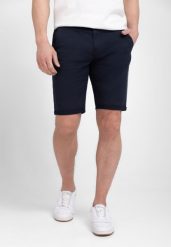 Klasyczne spodenki męskie, Regular Fit, P-LUIZ. Niebieskie szorty męskie Volcano, z dzianiny, bez kołnierzyka. Za 159.99 zł.