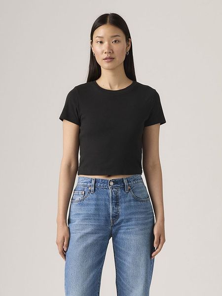 Levi's Koszulka w kolorze czarnym rozmiar: XXS. Czarne bluzki damskie Levi's, s, bez wzorów, z bawełny, bez kołnierzyka. Za 58.00 zł.