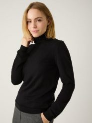 More & More sweter z golfem Kobiety Sztuczne włókno czarny, 44. Czarne golfy damskie MORE & MORE, bez wzorów, z dzianiny, bez ramiączek. Za 139.95 zł.