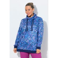 Damskie Bluza stójka długie rękawy z recyklingu. Niebieskie bluzy bez kaptura damskie Ulla Popken, plus size, z elastanu. Za 239.99 zł.