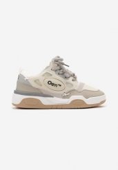 Beżowe Buty Sportowe Sneakersy z Szerokimi Sznurówkami i Ozdobnymi Wstawkami Zoisite. Brązowe buty sportowe na co dzień męskie Born2be, bez zapięcia. Za 109.99 zł.