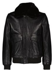 Bugatti Skórzana kurtka w kolorze czarnym rozmiar: 58. Czarne kurtki męskie Bugatti, bez wzorów, ze skóry, bez kaptura. Za 804.99 zł.