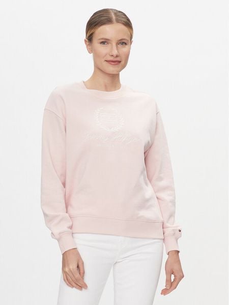 Tommy Hilfiger Bluza Flag Script WW0WW41758 Różowy Regular Fit. Czerwone bluzy bez kaptura damskie Tommy Hilfiger, xxl, z bawełny. Za 299.99 zł.