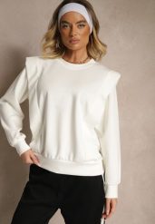 Biała Bluza z Wiskozą z Szerokimi Ramionami Alioris. Białe bluzy bez kaptura damskie Renee, z jeansu. Za 69.99 zł.