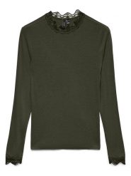 Vero Moda Koszulka "Rosa" w kolorze khaki rozmiar: XS. Brązowe t-shirty damskie Vero Moda, xs, bez wzorów, z koronki, bez kołnierzyka. Za 82.95 zł.
