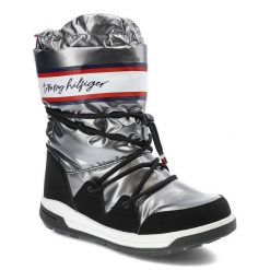 Srebrne Śniegowce Tommy Hilfiger Damskie Buty. Szare śniegowce damskie Tommy Hilfiger, ze skóry ekologicznej. Za 439.00 zł.