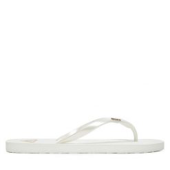 Japonki Roxy. Białe klapki damskie Roxy, bez wzorów, bez obcasa. Za 59.99 zł.