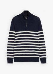 Bluza ze stójką z miękkiej mieszanki bawełny. Niebieskie bluzy bez kaptura męskie bonprix, m, z bawełny. Za 59.99 zł.
