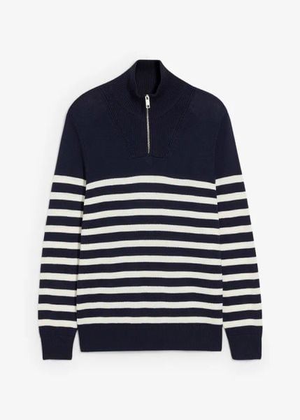 Bluza ze stójką z miękkiej mieszanki bawełny. Niebieskie bluzy bez kaptura męskie bonprix, m, z bawełny. Za 59.99 zł.