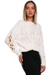 Made of emotion Sweter w kolorze kremowym rozmiar: L/XL. Brązowe swetry klasyczne damskie Made Of Emotion, l, bez kołnierzyka. Za 136.45 zł.