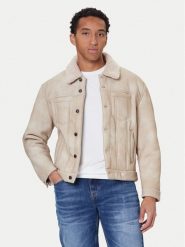 Guess Kurtka z imitacji skóry M5BL0I W2500 Beżowy Regular Fit. Brązowe kurtki męskie Guess, l, z aplikacjami, ze skóry, bez kaptura. Za 609.99 zł.