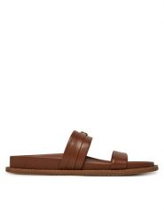 MICHAEL Michael Kors Klapki Mandy Flat Sandal 40S5MAFS2L Brązowy. Brązowe klapki damskie MICHAEL Michael Kors, bez wzorów, ze skóry, bez obcasa. Za 419.99 zł.