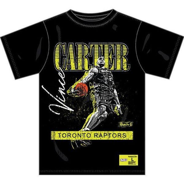 T-shirt z logo vintage Toronto Raptors HW Neon Pop Playe Vince Carter. Czarne t-shirty damskie Mitchell & Ness, l, bez wzorów, z bawełny, bez kołnierzyka. Za 302.50 zł.