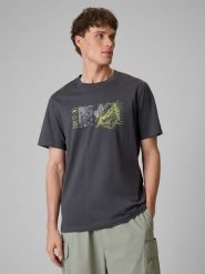 4F T-shirt regular z nadrukiem męski - szary S. Szare t-shirty męskie 4f, m, bez wzorów, z bawełny, bez kołnierzyka. Za 69.99 zł.