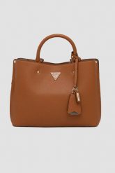 GUESS Brązowa torebka damska Meridian. Brązowe torebki klasyczne damskie Guess, z aplikacjami, ze skóry ekologicznej, bez dodatków. W wyprzedaży za 509.99 zł.