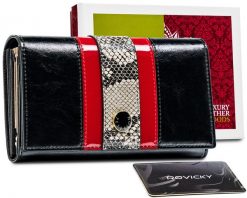 Portfel skórzany Peterson [DH] PTN ST-466 czarny. Czarne portfele damskie Peterson, z aplikacjami, ze skóry. Za 118.99 zł.