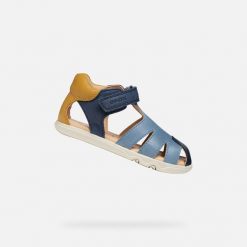 Sandały GEOX B SANDAL STEPPIEUP Niebieski. Niebieskie sandały damskie Geox, ze skóry, bez zapięcia. Za 208.99 zł.