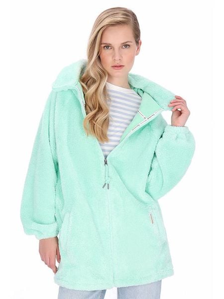 Schmuddelwedda Płaszcz polarowy w kolorze miętowym rozmiar: M. Zielone płaszcze damskie Schmuddelwedda, m, bez wzorów, z polaru. Za 203.93 zł.