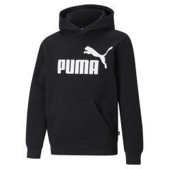 Młodzieżowa bluza z kapturem z dużym logo Essentials PUMA Black. Czarna bluzy z kapturem męskie Puma, m, z bawełny. Za 184.35 zł.