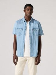 Levi's Koszula dżinsowa - Regular fit - w kolorze błękitnym rozmiar: M. Niebieskie koszule męskie Levi's, m, bez wzorów, z bawełny, bez kołnierzyka, bez ramiączek. Za 152.12 zł.